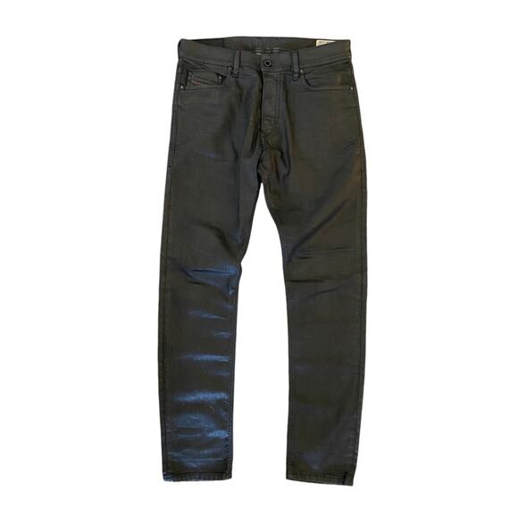 Diesel Tepphar Slim Skinny Carrot Coated Men's Jeans Black - Picture 1 of 7